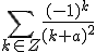 \sum_{k\in Z}\frac{(-1)^k}{(k + a)^2}
